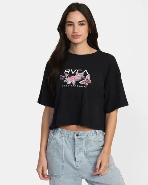 Rvca Rose Namajunas Romance Tee Rvca Black Women Tees and Tanks