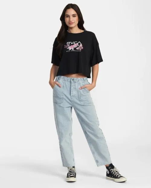 Rvca Rose Namajunas Romance Tee Rvca Black Women Tees and Tanks