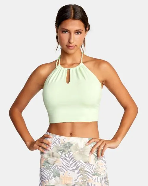 Rvca Sabrina Halter Top Lime Twist Women Tops