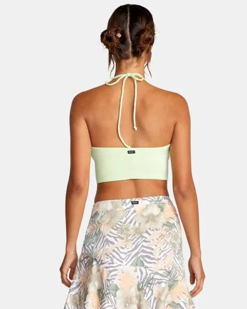 Rvca Sabrina Halter Top Lime Twist Women Tops