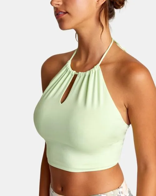 Rvca Sabrina Halter Top Lime Twist Women Tops