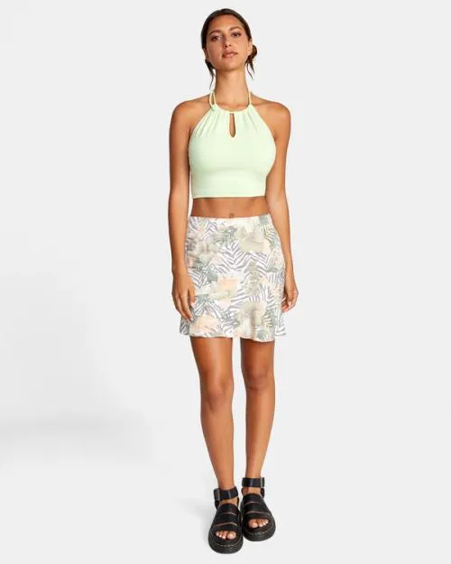 Rvca Sabrina Halter Top Lime Twist Women Tops
