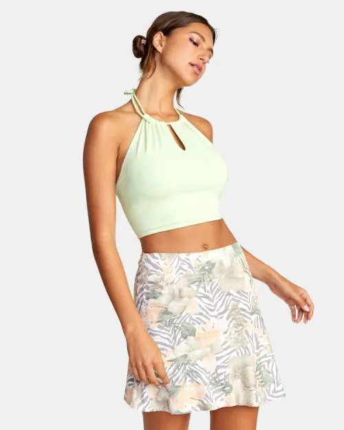 Rvca Sabrina Halter Top Lime Twist Women Tops