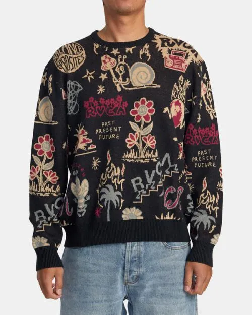 Rvca Scattered Sweater Pirate Black Men Sweaters