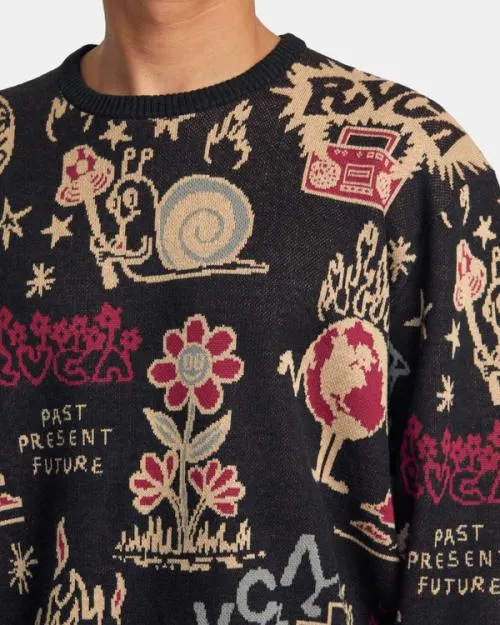 Rvca Scattered Sweater Pirate Black Men Sweaters