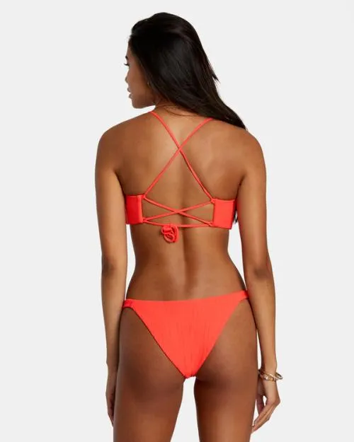Rvca Solid Streak Crossback Bikini Top Neon Red Women Bikini Tops