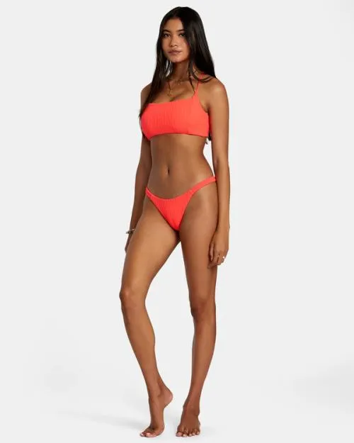 Rvca Solid Streak Crossback Bikini Top Neon Red Women Bikini Tops