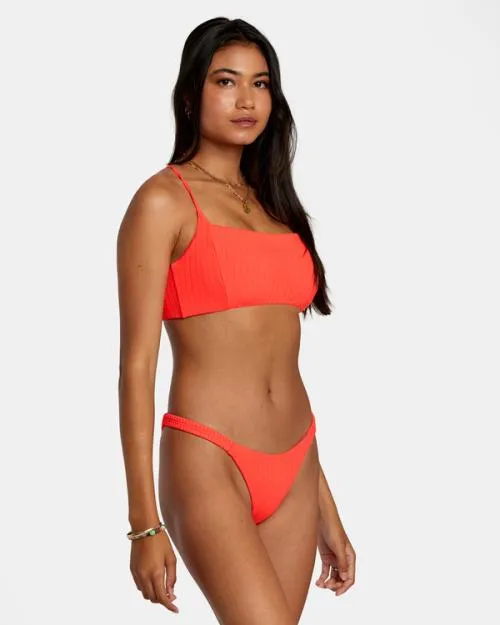 Rvca Solid Streak Crossback Bikini Top Neon Red Women Bikini Tops