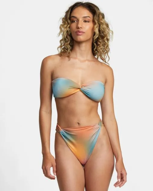 Rvca Sunset Rose Machado Bandeau Bikini Top Multi Women Bikini Tops