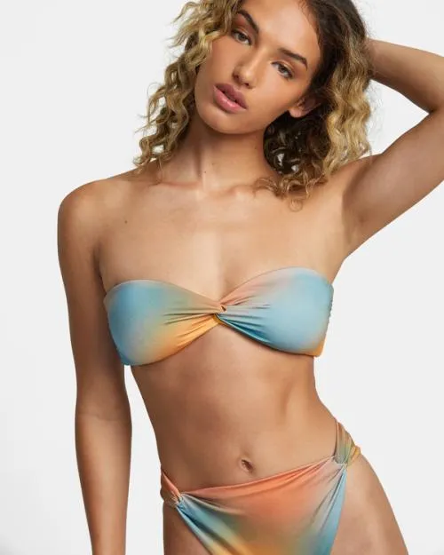 Rvca Sunset Rose Machado Bandeau Bikini Top Multi Women Bikini Tops