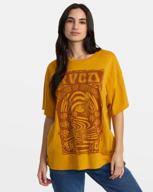Rvca Swirl TShirt Bronze Women Tees and Tanks
