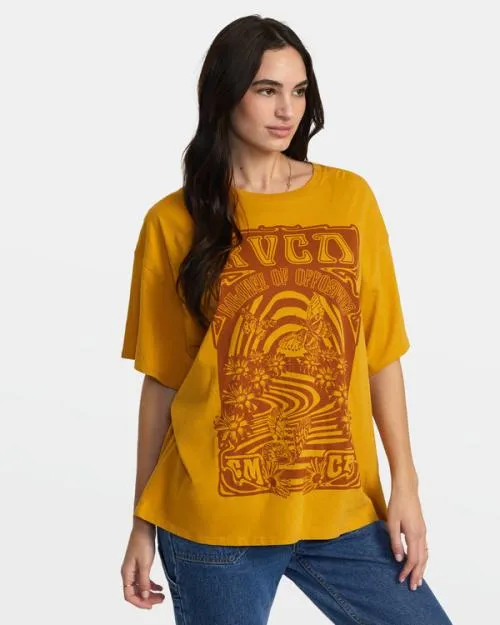 Rvca Swirl TShirt Bronze Women Tees and Tanks