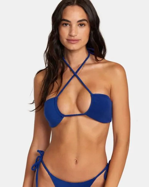 Rvca Tezzy Solid Halter Bikini Top Bolt Women Bikini Tops