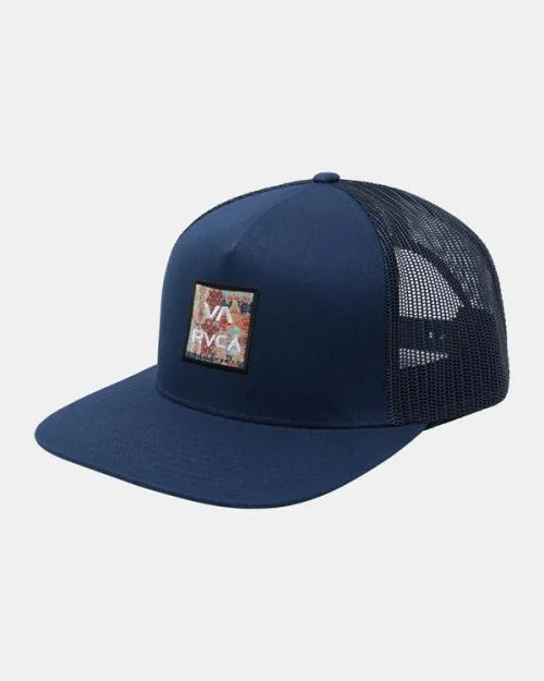 Rvca VA All The Way Print Trucker Hat Navy Blue Men Hats and Beanies