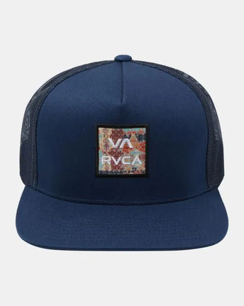 Rvca VA All The Way Print Trucker Hat Navy Blue Men Hats and Beanies