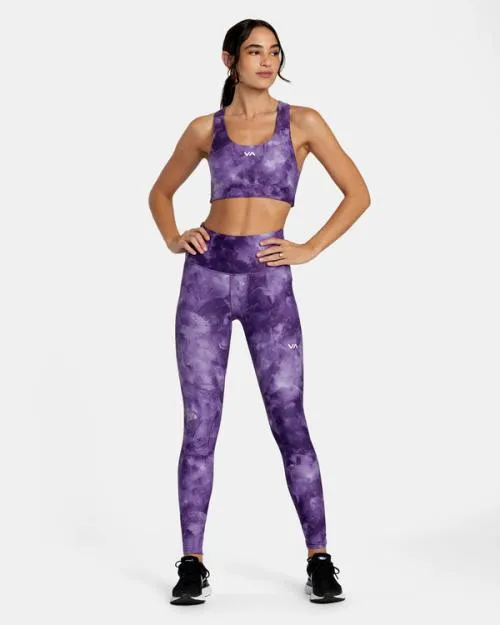 Rvca VA Essential Workout Leggings Grape Tie Dye SportWomen Pants