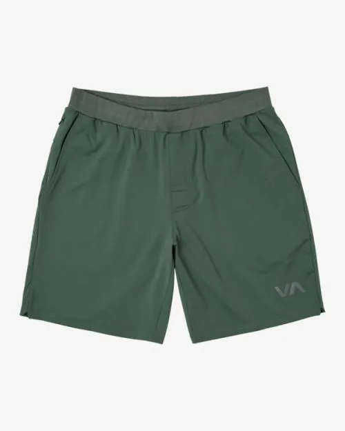 Rvca VA Sport Trainer Elastic Waist Shorts Dark Cactus Men Athletic Shorts