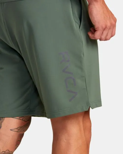 Rvca VA Sport Trainer Elastic Waist Shorts Dark Cactus Men Athletic Shorts