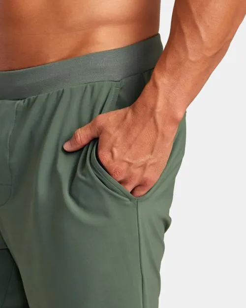 Rvca VA Sport Trainer Elastic Waist Shorts Dark Cactus Men Athletic Shorts