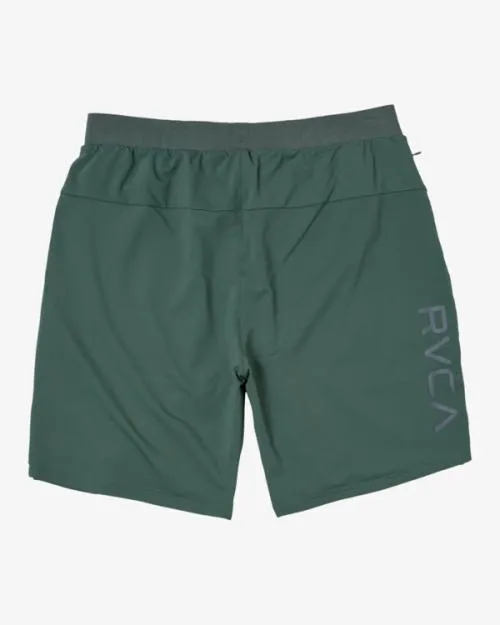 Rvca VA Sport Trainer Elastic Waist Shorts Dark Cactus Men Athletic Shorts