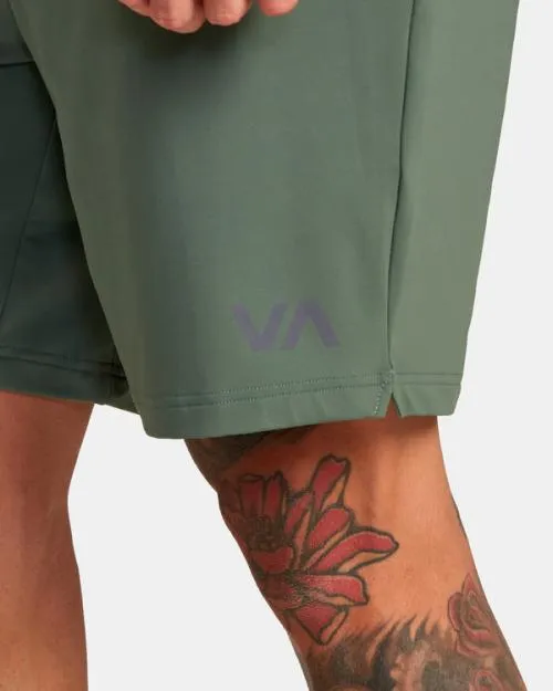 Rvca VA Sport Trainer Elastic Waist Shorts Dark Cactus Men Athletic Shorts