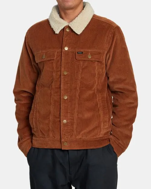 Rvca Waylon Corduroy Trucker Jacket Rawhide Men Jackets