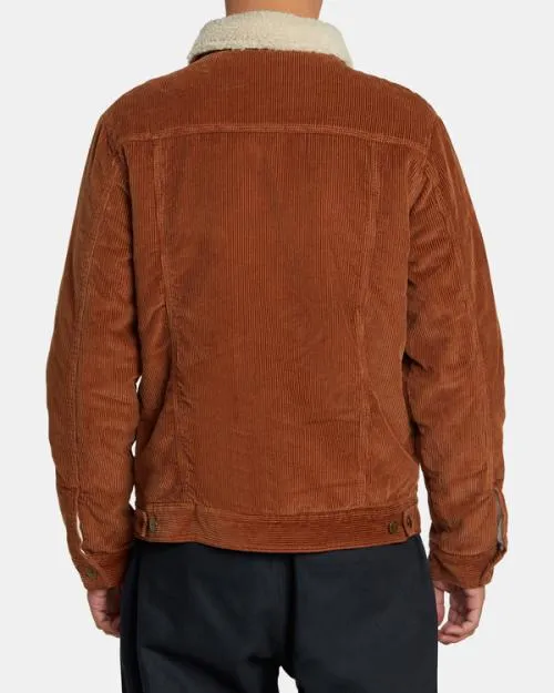 Rvca Waylon Corduroy Trucker Jacket Rawhide Men Jackets