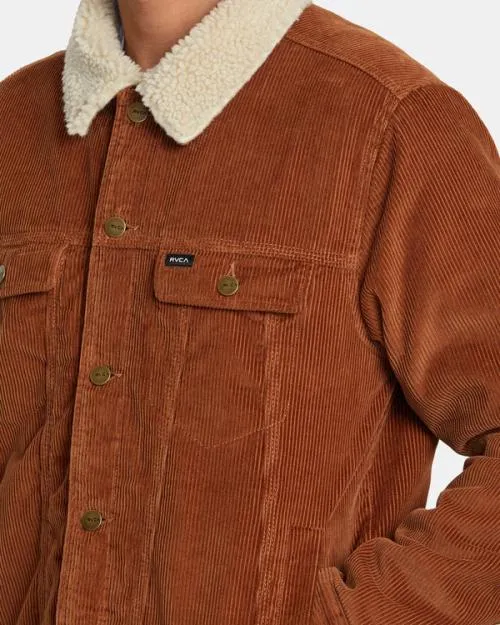 Rvca Waylon Corduroy Trucker Jacket Rawhide Men Jackets