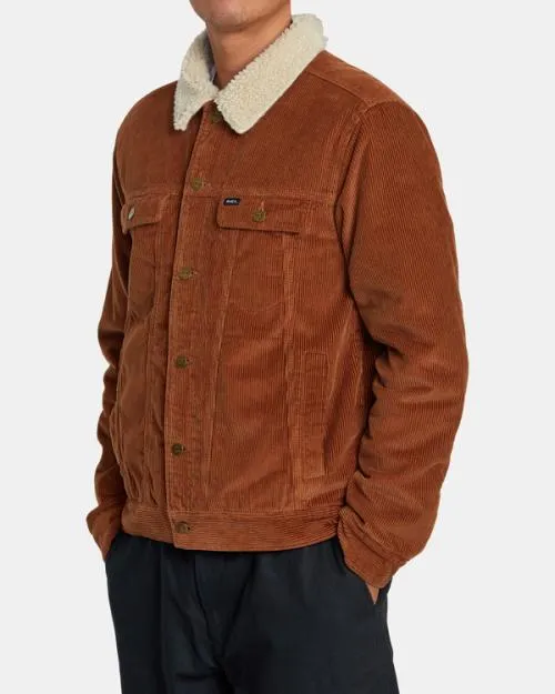 Rvca Waylon Corduroy Trucker Jacket Rawhide Men Jackets