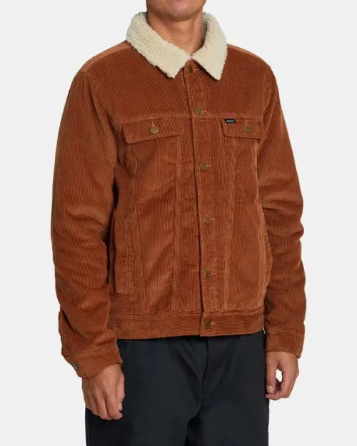 Rvca Waylon Corduroy Trucker Jacket Rawhide Men Jackets
