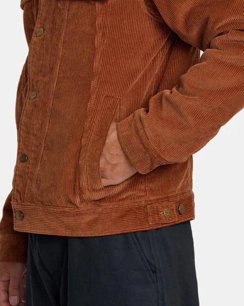 Rvca Waylon Corduroy Trucker Jacket Rawhide Men Jackets