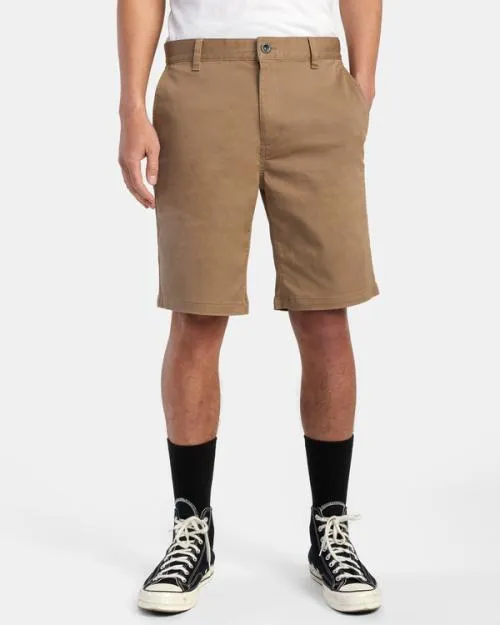Rvca Weekend Stretch Chino Shorts 20034 Dark Khaki Men Shorts and Hybrids