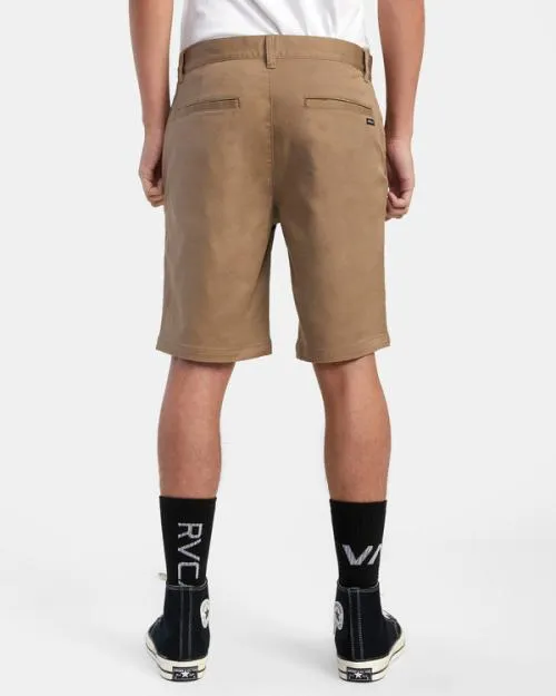 Rvca Weekend Stretch Chino Shorts 20034 Dark Khaki Men Shorts and Hybrids