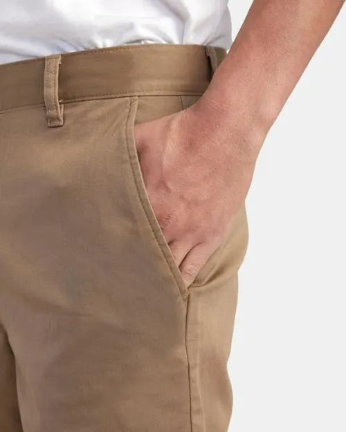 Rvca Weekend Stretch Chino Shorts 20034 Dark Khaki Men Shorts and Hybrids