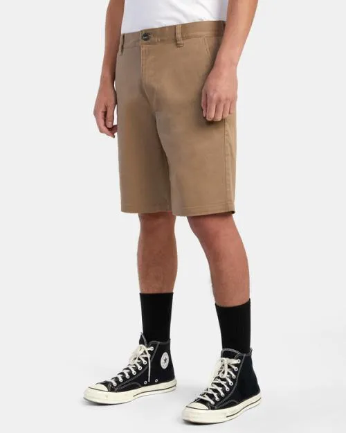 Rvca Weekend Stretch Chino Shorts 20034 Dark Khaki Men Shorts and Hybrids