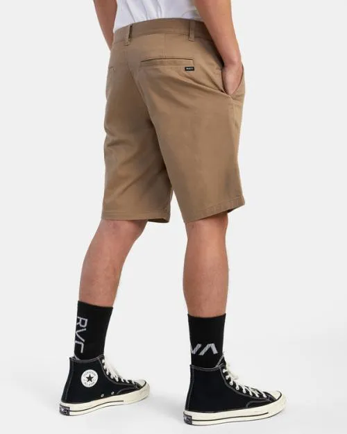 Rvca Weekend Stretch Chino Shorts 20034 Dark Khaki Men Shorts and Hybrids