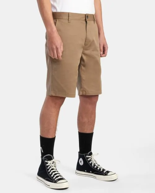 Rvca Weekend Stretch Chino Shorts 20034 Dark Khaki Men Shorts and Hybrids