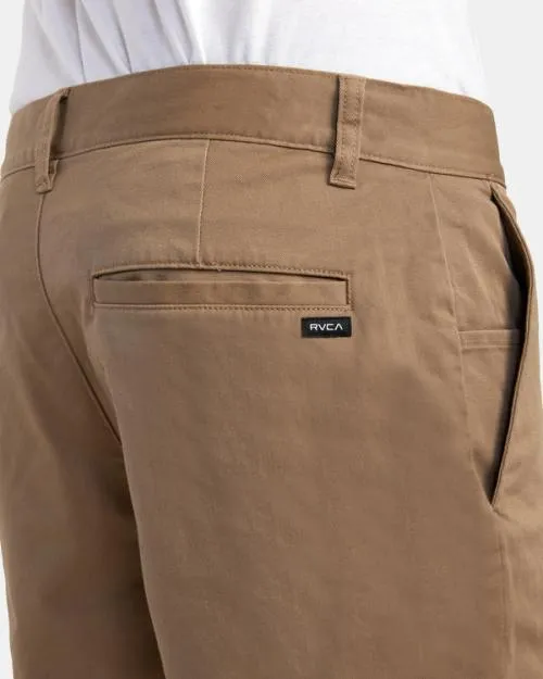Rvca Weekend Stretch Chino Shorts 20034 Dark Khaki Men Shorts and Hybrids