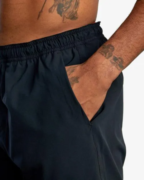 Rvca Yogger Train 2In1 Elastic Waist Workout Shorts 17034 Black Multi Men Athletic Shorts