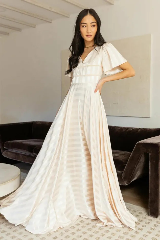Rylee Maxi Dress In Champagne 8211 FINAL SALE Champagne Women Bohme Dresses