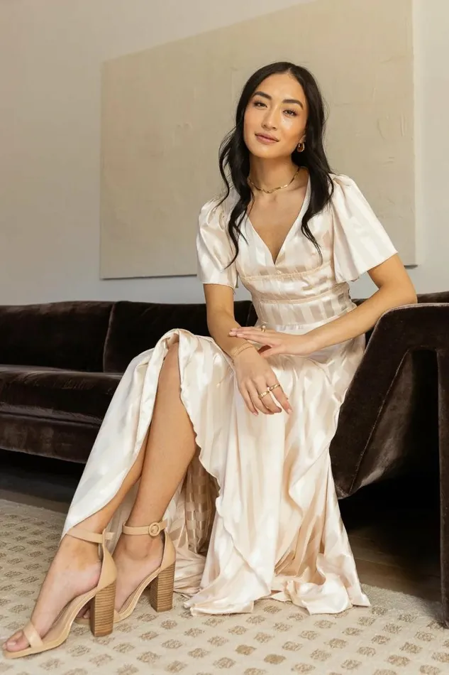 Rylee Maxi Dress In Champagne 8211 FINAL SALE Champagne Women Bohme Dresses