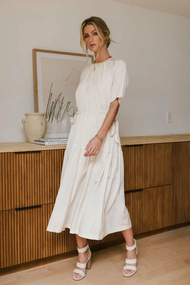 Sadie Midi Dress In Beige Beige Women Bohme Dresses