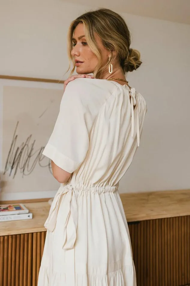 Sadie Midi Dress In Beige Beige Women Bohme Dresses