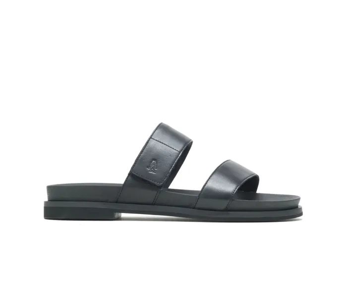 Sandals Hush Puppies Women Lilly 2 Band Slide Black Leather