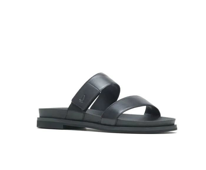 Sandals Hush Puppies Women Lilly 2 Band Slide Black Leather