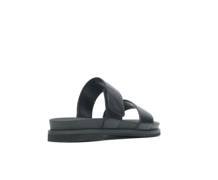 Sandals Hush Puppies Women Lilly 2 Band Slide Black Leather