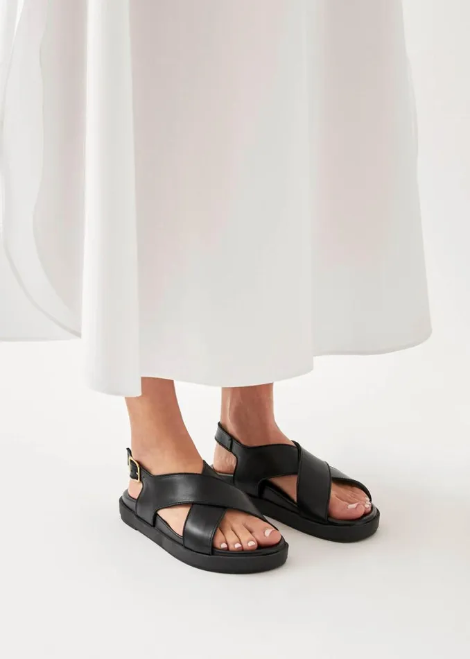 Sandals Women ALOHAS Nico Black Leather Sandals