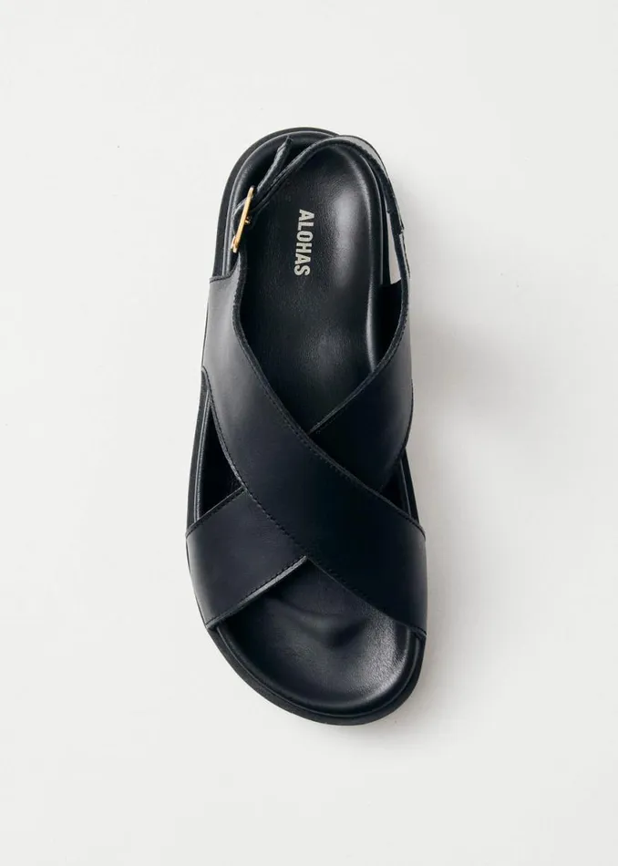 Sandals Women ALOHAS Nico Black Leather Sandals