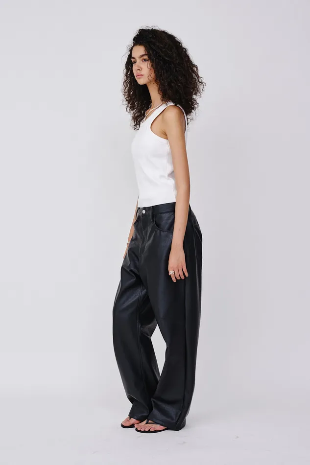 Santiago Immitated Leather 8211 Black Trousers Wonhundred Women