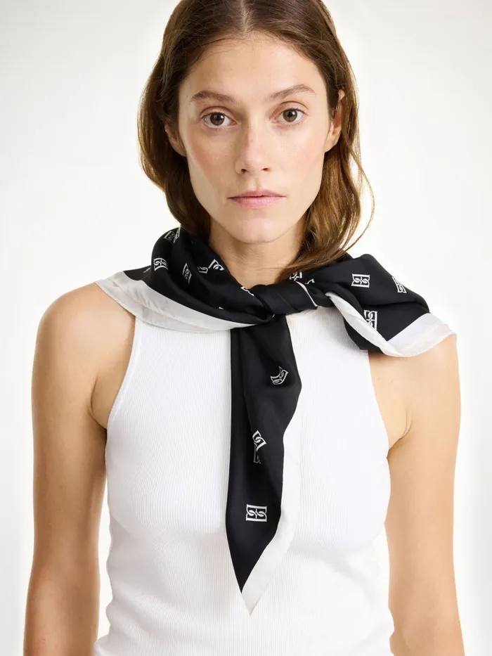 Scarves Women By Malene Birger Monnas Silk Scarf Black Scarves Women By Malene Birger Monnas Silk Scarf Black